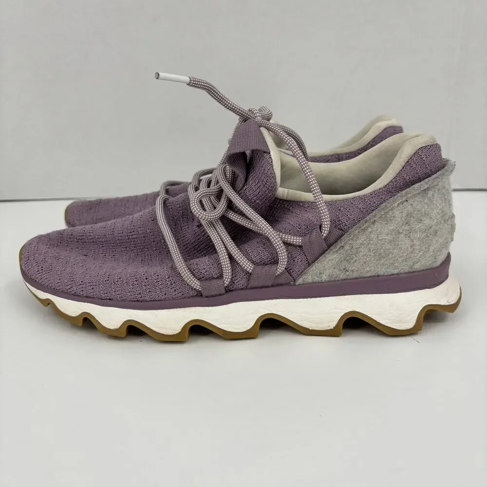 Sorel Kinetic Sneakers Women Size 9 Lavender Gray Knit Lace Up Athletic‎ Casual
